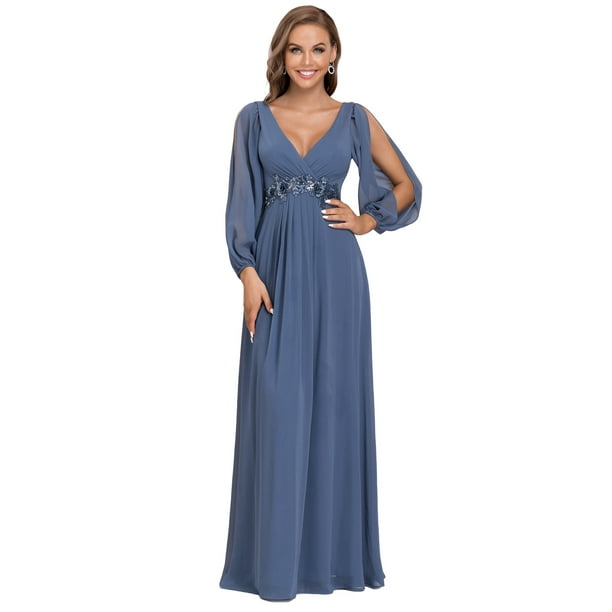 US Ever Pretty Plus Size V-neck Long Evening Dress Chiffon Bridesmaid Party Gown